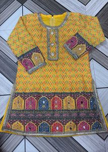 Embroidered Yellow Kurta with dupatta