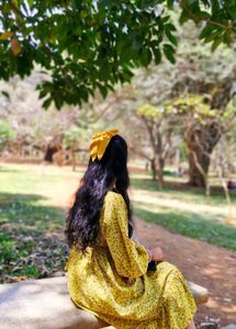 Yellow Floral Long Sleeve Dress