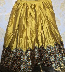 Golden Pleated half saree