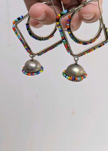 Boho Beaded Jhumka Earrings