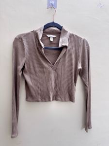 Ribbed Long Sleeve Crop Top