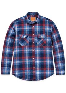 Men's Blue Plaid Flannel Shirt size (L)
