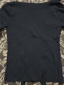Chic Black Button-Detail Top