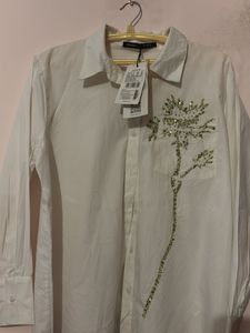Chic White Embroidered Button-Up Shirt