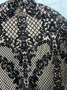 Elegant Black &amp; Beige Damask Top