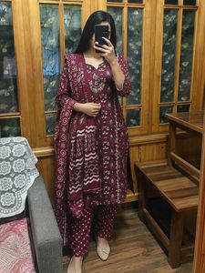 Maroon Kurta Set with Dupatta