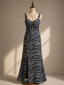 Elegant Ruched Sparkle Maxi Dress