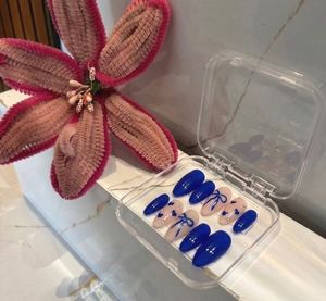 Blue Bow Press-On Nails