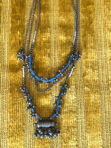 Layered Necklace with Blue Accents