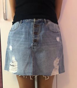 Forever 21 Ripped Denim Mini Skirt