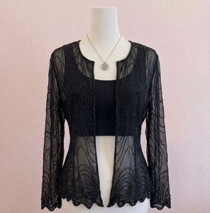 Elegant Beaded Black Blouse