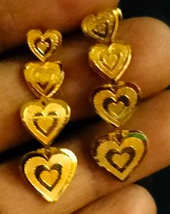 1 Gram Gold Heart Dangle Earrings