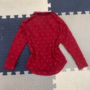 Red Polka Dot Button-Up Shirt ⭐️