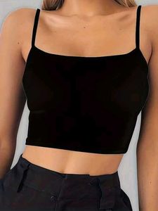 Black Spaghetti Strap Crop Top