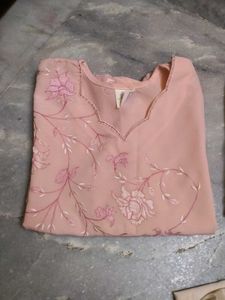 Elegant Pink Embroidered Kurti Set