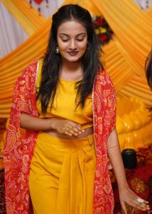Ethnic jacket top and dhoti set