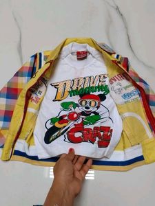 Kids Yellow Racing Champion Jacket &amp; Jeans Set