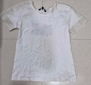 White Lace Sleeve Top