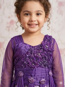 Stunning Purple Embroidered Party Dress