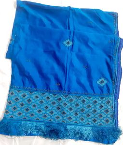 Vibrant Blue Pure Banarasi Silk Embroidery Dupatta