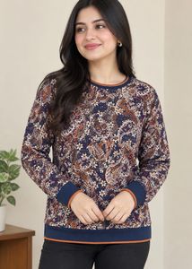 Paisley Print Long Sleeve woollen top