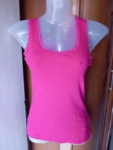 Ribbed Lace Trim Tank Top