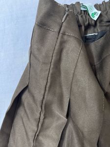 Pleated Brown Mini Skirt