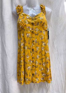 I. Yellow Floral Button-Up Mini Dress