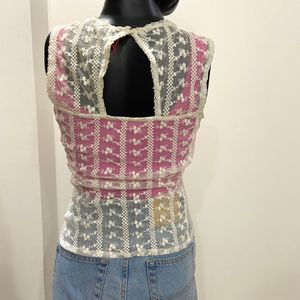 Bershka Embroidery Net Top