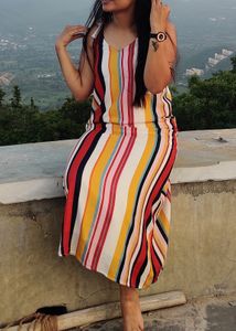 Ginger Brand Striped Multicolor Maxi Dress