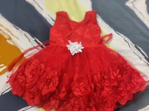 Red Flower Girl Dress