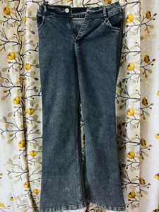 Womens Flared Dark Wash Jeans