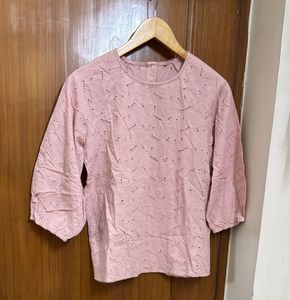 Filanto Eyelet Embroidered Pink Top