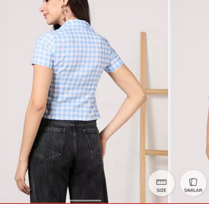 Blue Gingham Crop Top