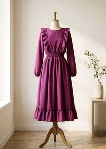 Elegant Purple Ruffle Dress