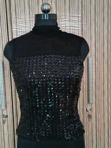 sequin high neck top