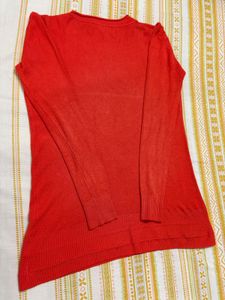 Cozy Orange Long-Sleeve Knit Top