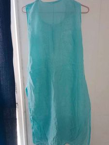 Beautiful Blue Kurta with White Embroidery