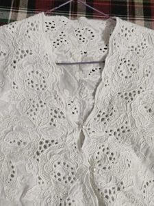 Elegant White Chikankari Blouse