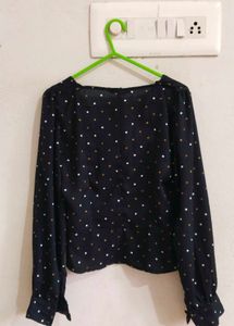 Chic Polka Dot Square Neck Blouse