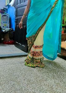 Heavy Embroidery N Mirror Work Saree