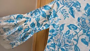 Blue Floral Print A line dress