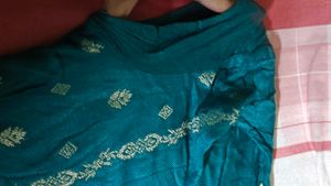 Elegant Teal Kurti with Golden Weave