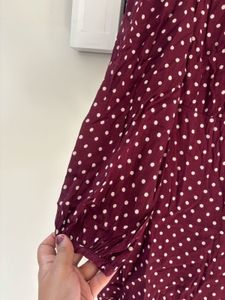 Burgundy Polka Dot Mini Dress