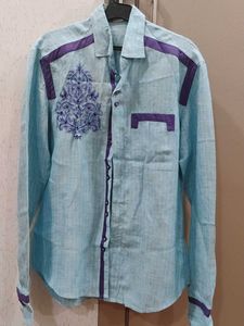 Stylish Blue Embroidered Shirt