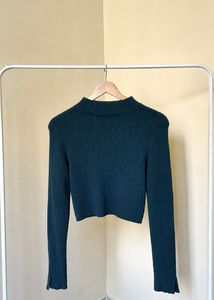 Emerald Ribbed Turtleneck Sweater