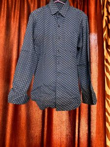 Men's Peacock Blue Printed Full Sleeve Shirt