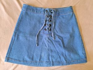 Blue Denim Korean Skirt For Women