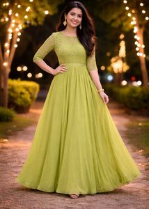 Stunning Lime Green Anarkali Gown