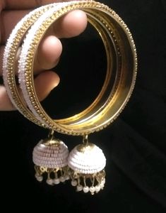 White Bangle with Latkan 2 Piece